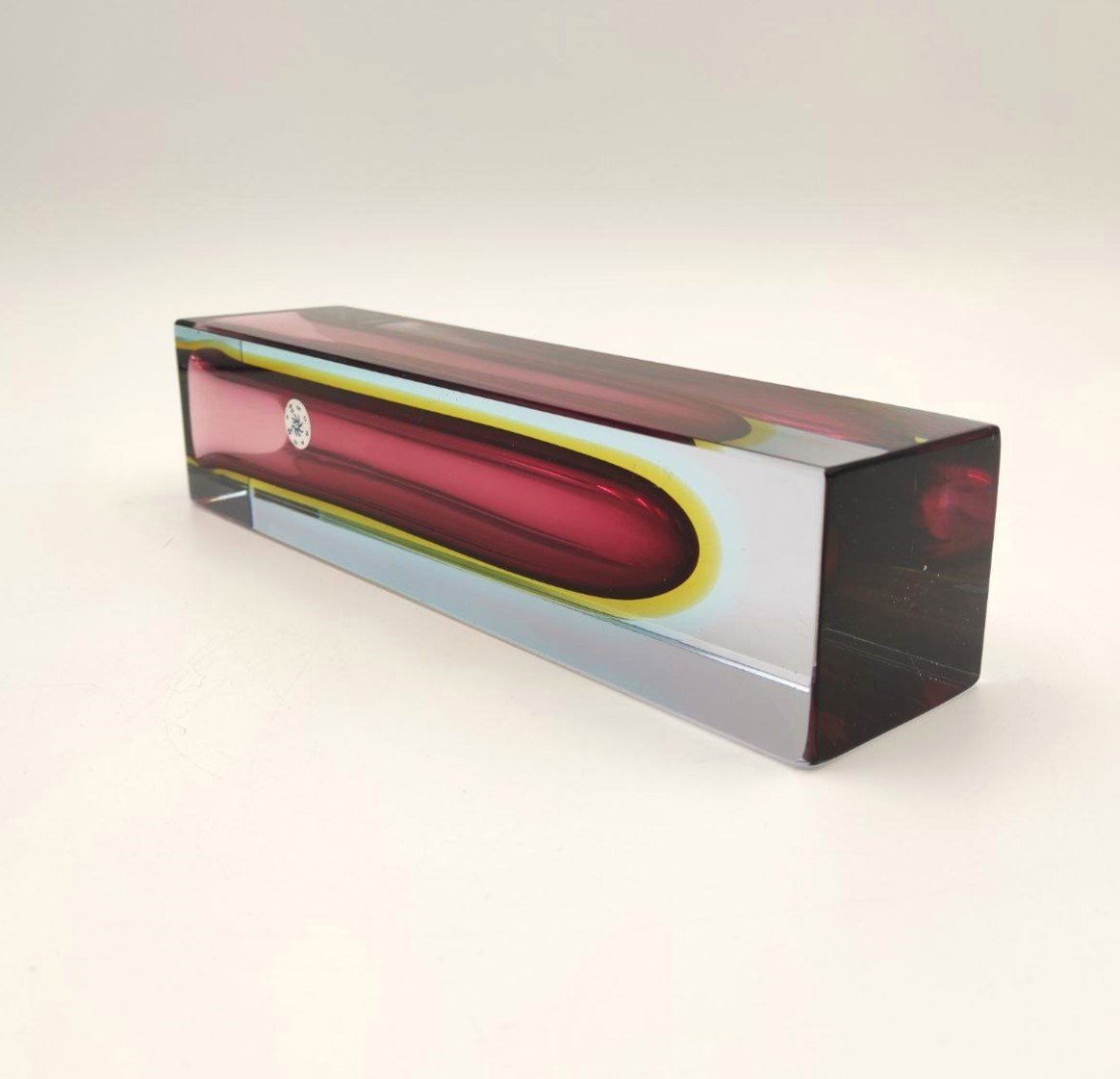 Blue, Yellow, And Red Submerged Glass Vase, Murano, 1960s-photo-2