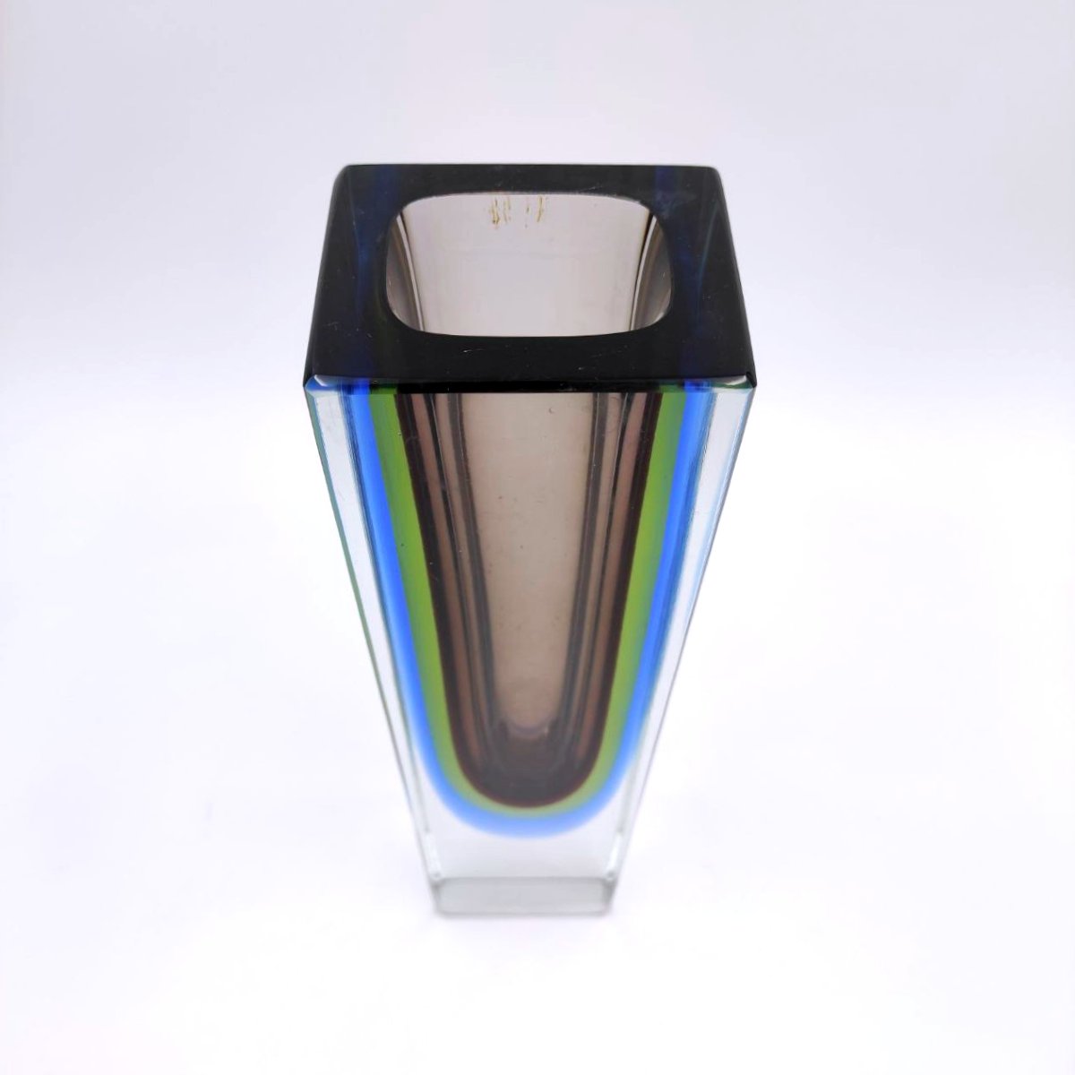 Large Blue, Green, And Smoky Submerged Glass Vase, Murano, 1960s-photo-4