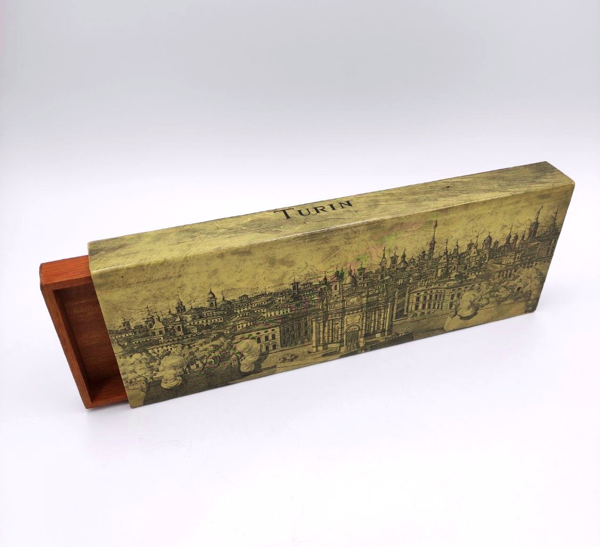 Fornasetti-style Box, Antique Turin Print, 1950s