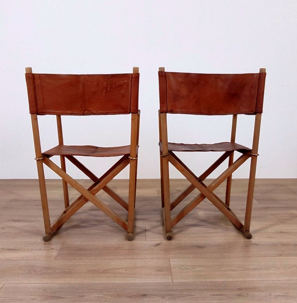 Paire de chaises pliantes conçues par Mogens Koch, années 1960-photo-4