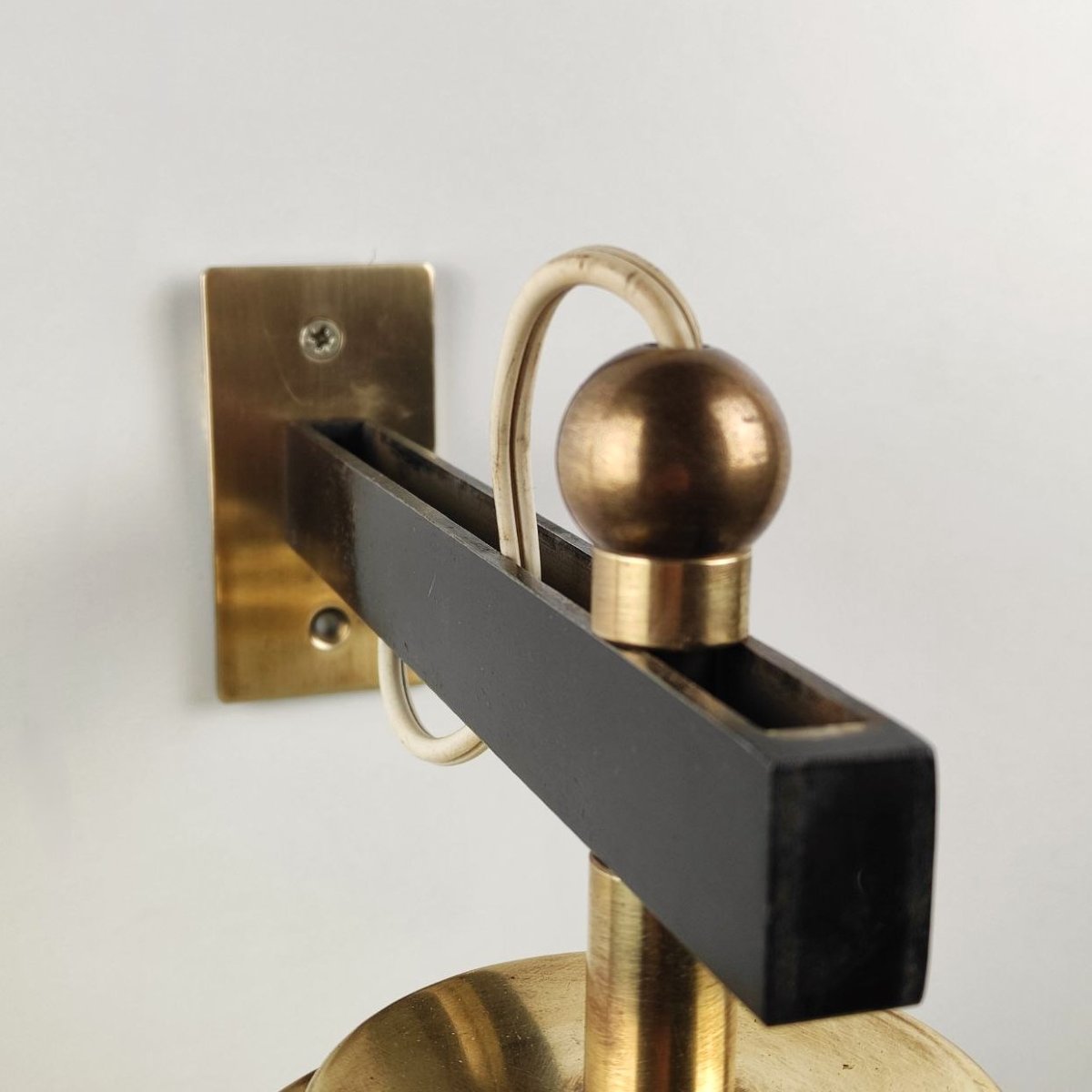 Applique murale en laiton et verre sous verre, Italie, années 1950-photo-1