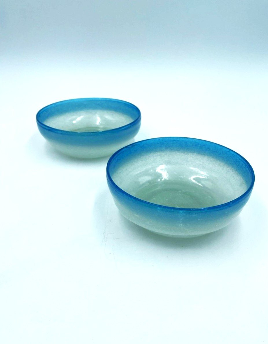 Murano, paire de bols en verre pulegoso-photo-2
