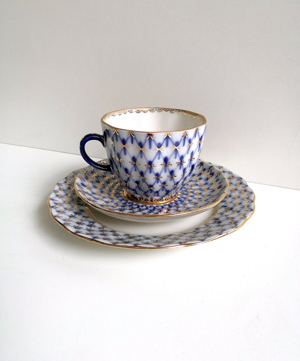 Lomonosov, Cobalt Blue Coffee Set For 6-photo-2