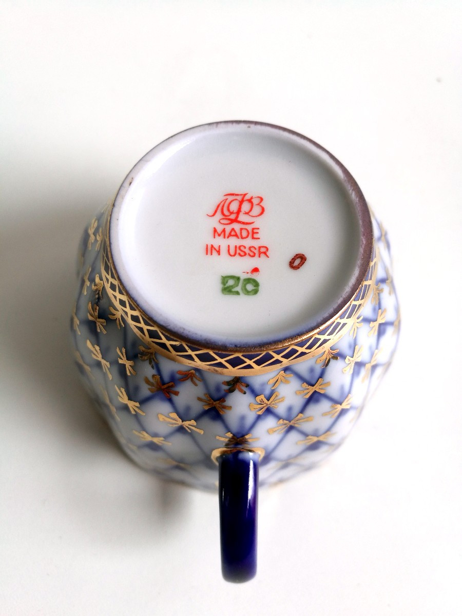 Lomonosov, Cobalt Blue Coffee Set For 6-photo-1