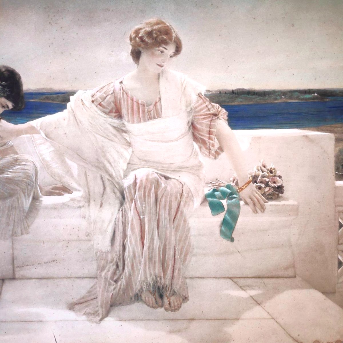 'ASK ME NO MORE' par Sir L. Alma Tadema, estampe d'art originale (1906)-photo-3