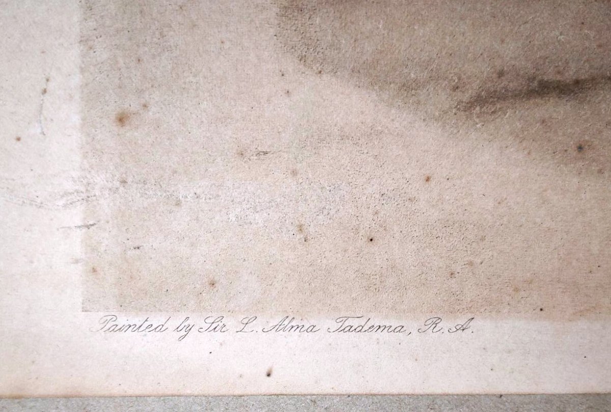 'ASK ME NO MORE' par Sir L. Alma Tadema, estampe d'art originale (1906)-photo-3