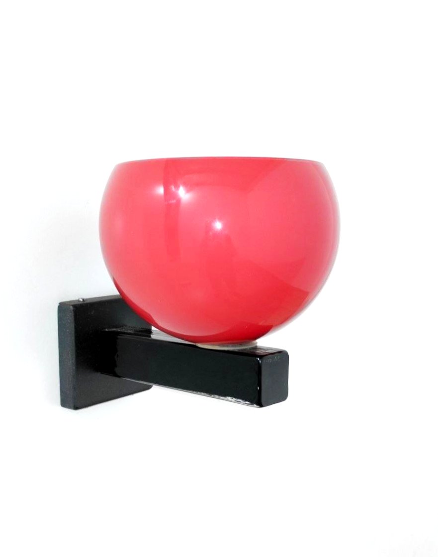 Venini, applique murale en verre rouge et noir, Italie, 1981-photo-4
