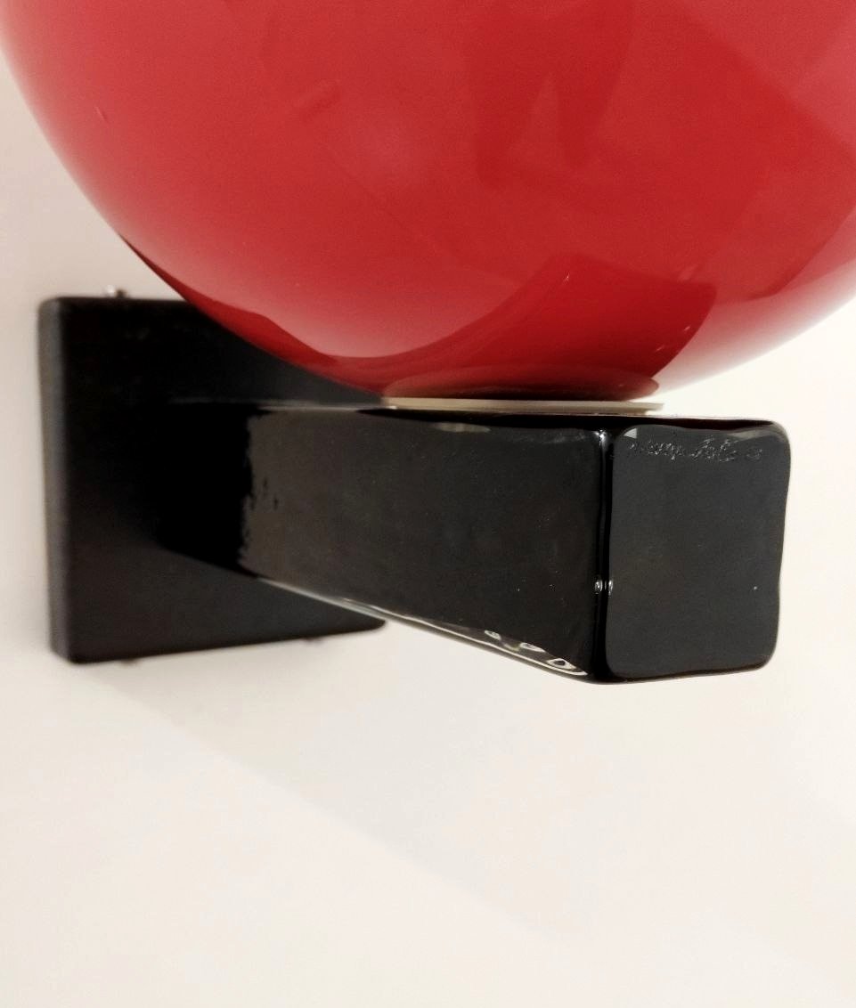 Venini, applique murale en verre rouge et noir, Italie, 1981-photo-3