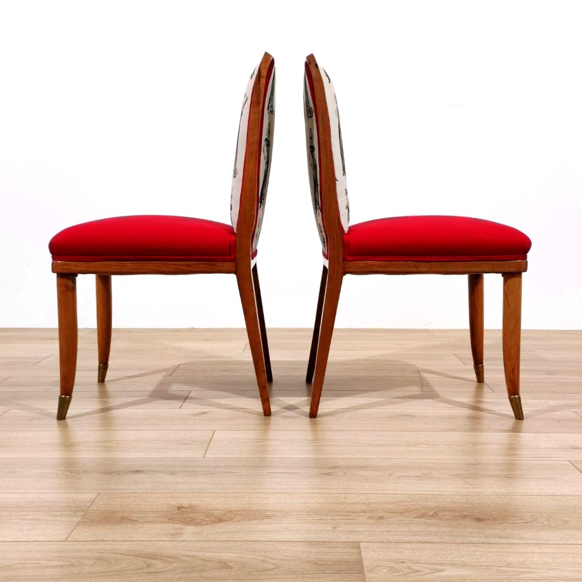 Set Of 6 Walnut Chairs, Tomaso Buzzi (attributed To ), Italy, 1950s-photo-7