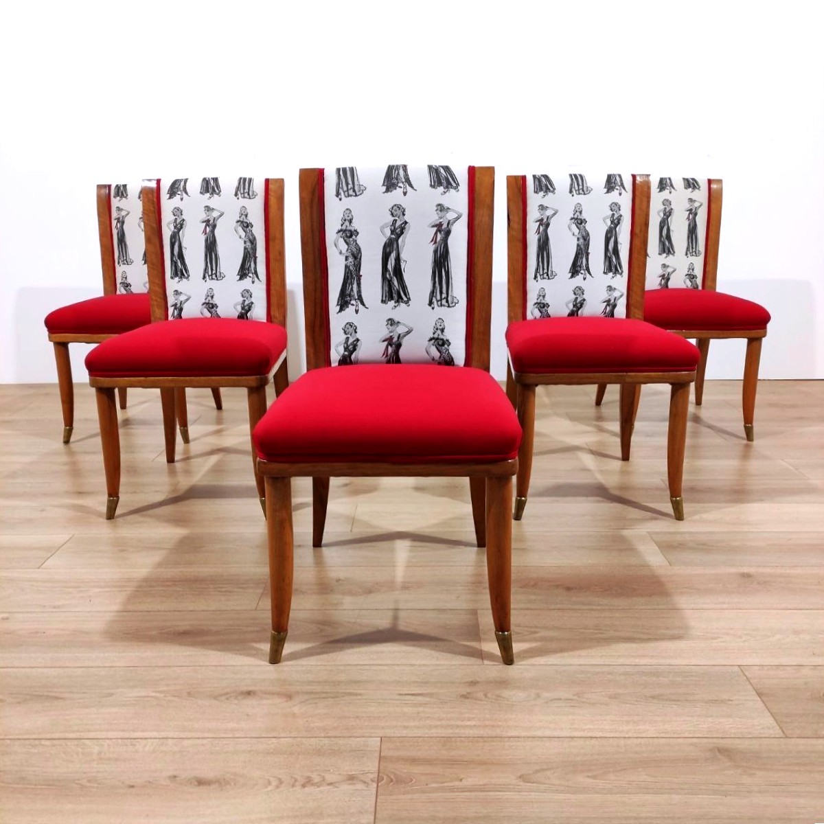 Set Of 6 Walnut Chairs, Tomaso Buzzi (attributed To ), Italy, 1950s