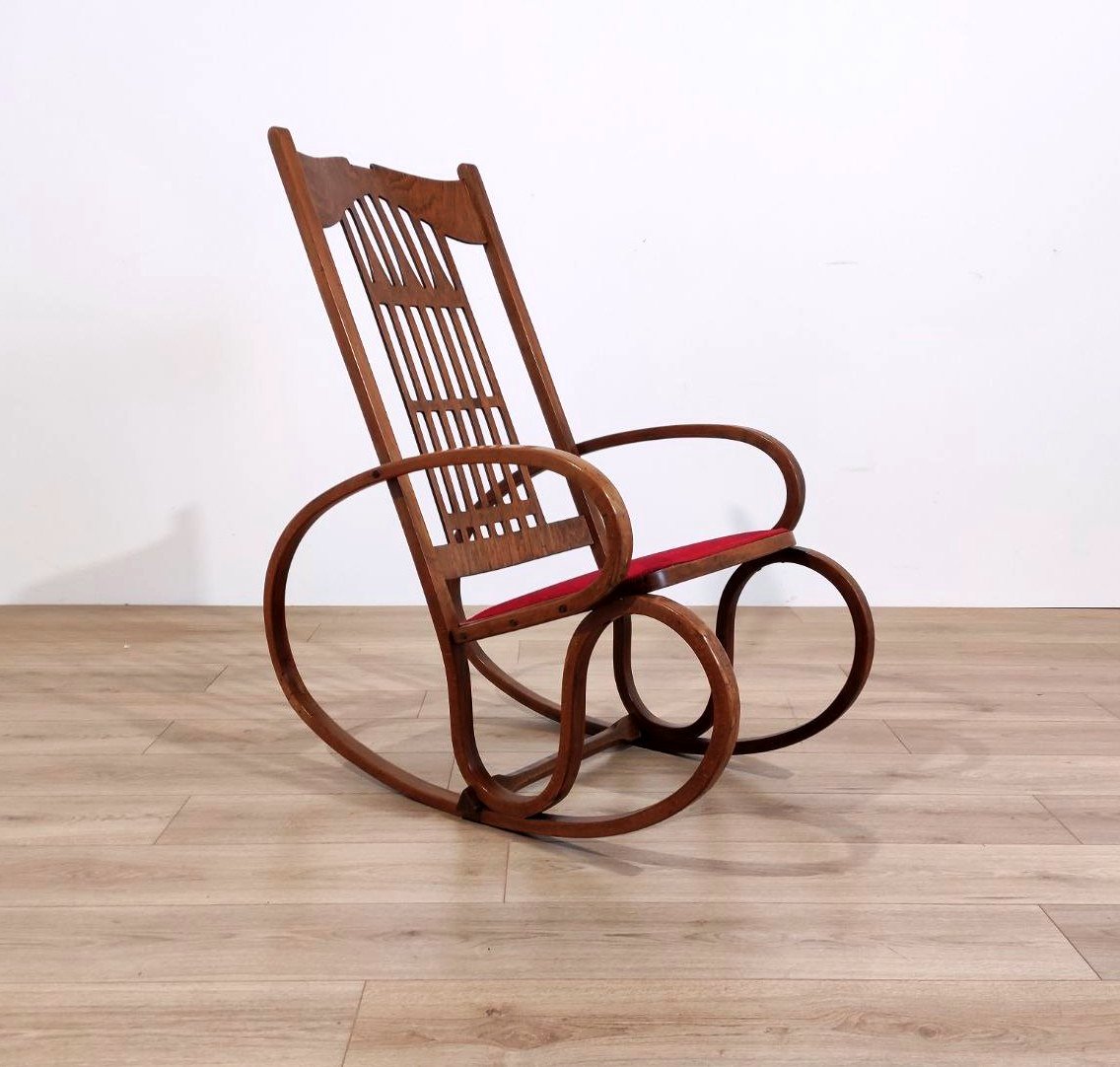 Fauteuil à bascule Jacob & Josef Kohn, début des années 1900-photo-3
