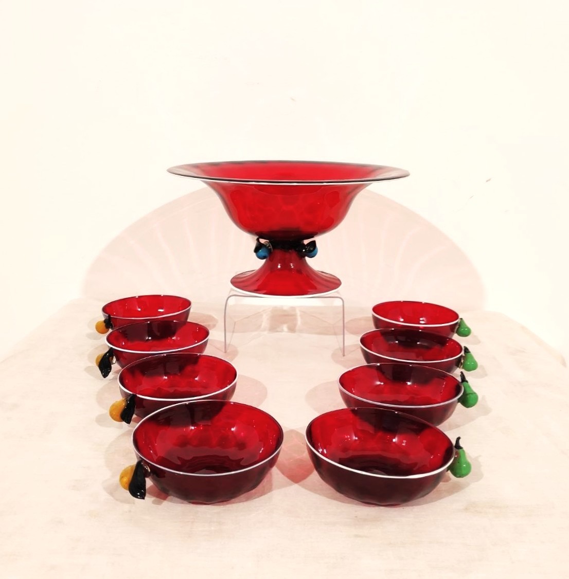 Barovier Murano, Dessert Set For 8 With A Large Bowl 