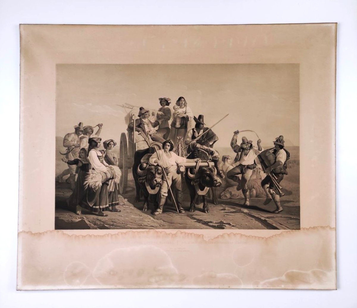 Estampe par Goupil & Cie, vers 1850, d'après une peinture de R. Leopold, dans un cadre doré-photo-2