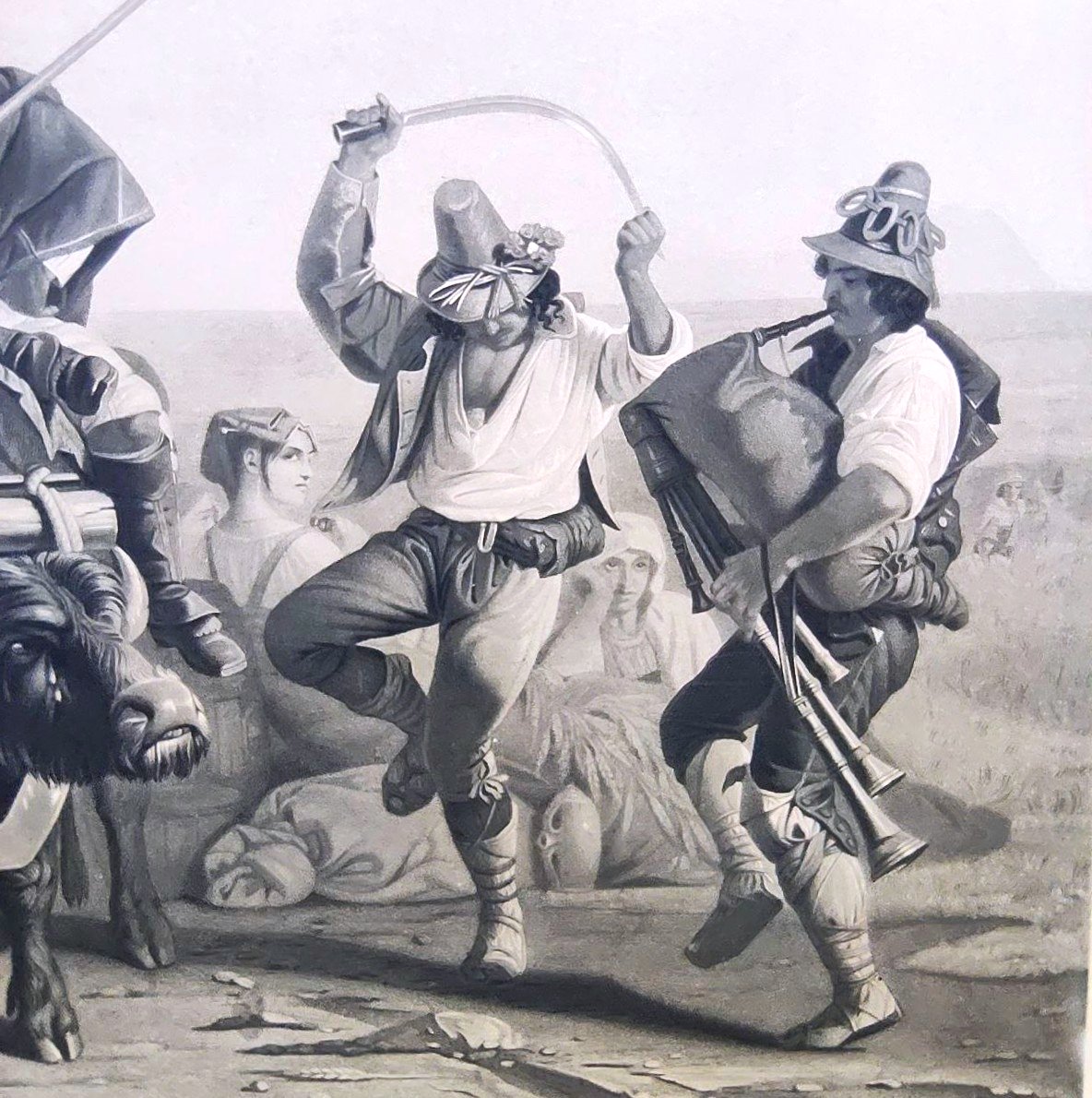 Estampe par Goupil & Cie, vers 1850, d'après une peinture de R. Leopold, dans un cadre doré-photo-3
