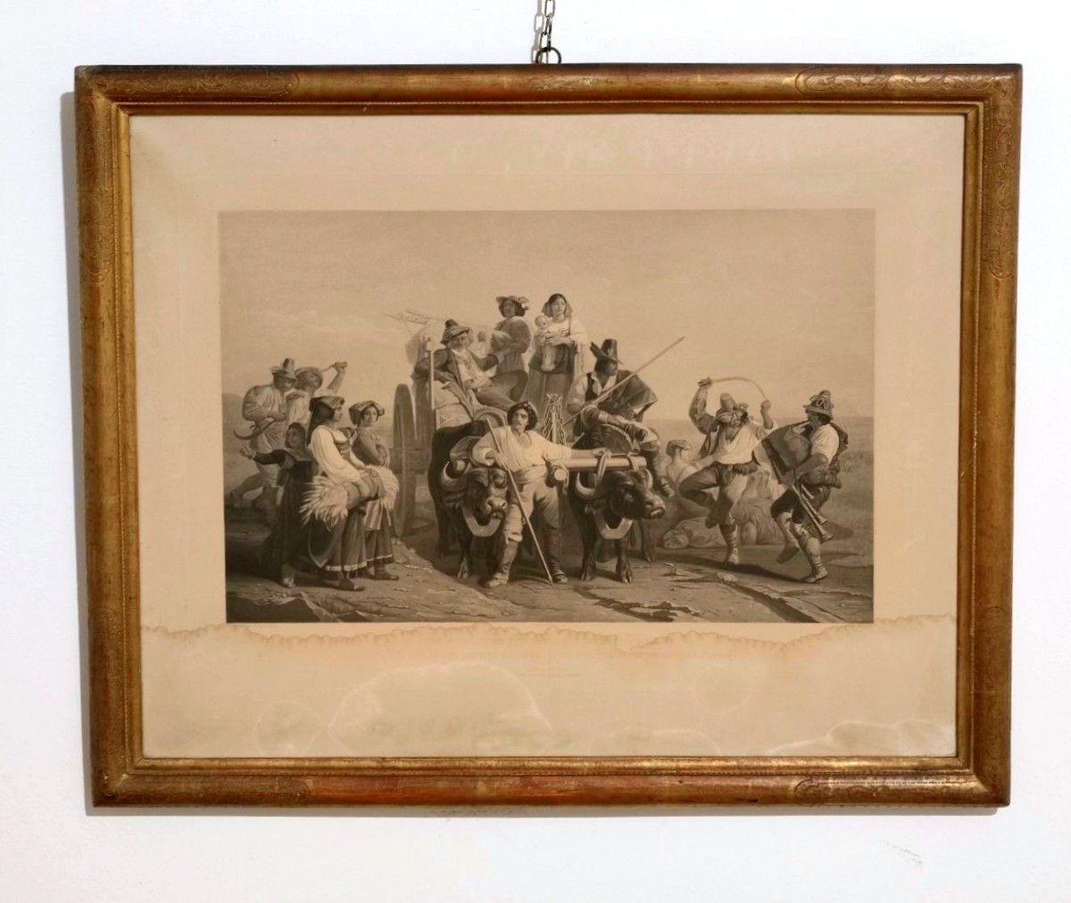 Estampe par Goupil & Cie, vers 1850, d'après une peinture de R. Leopold, dans un cadre doré
