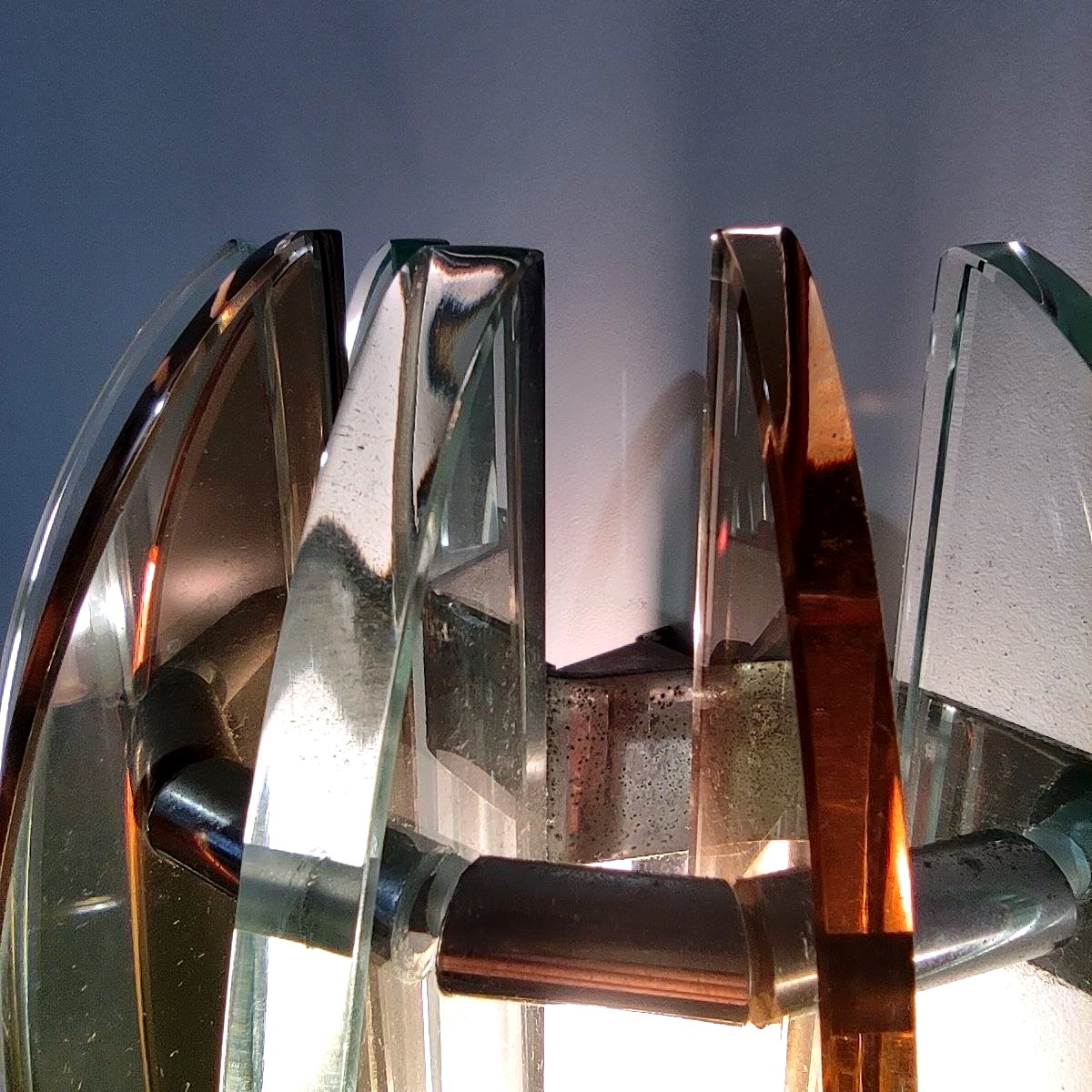 Veca Pair Of Glass Wall Lamps, Italy, 1970s-photo-4