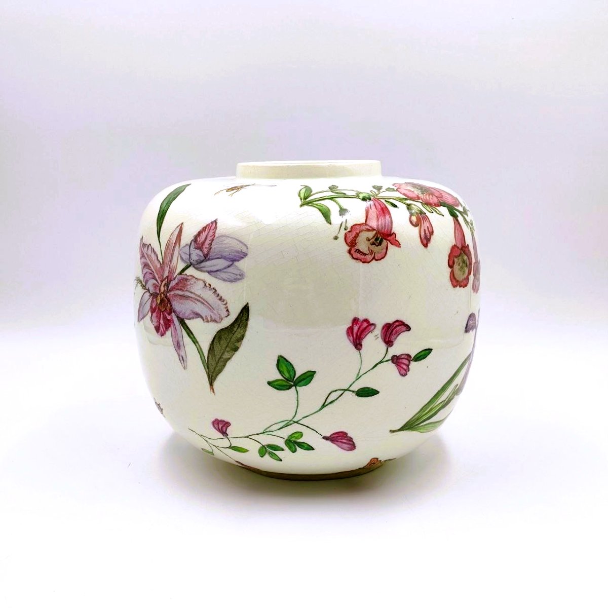 Vase en céramique Andlovitz n° 2549 à décor floral, Lavenia 1940-photo-3