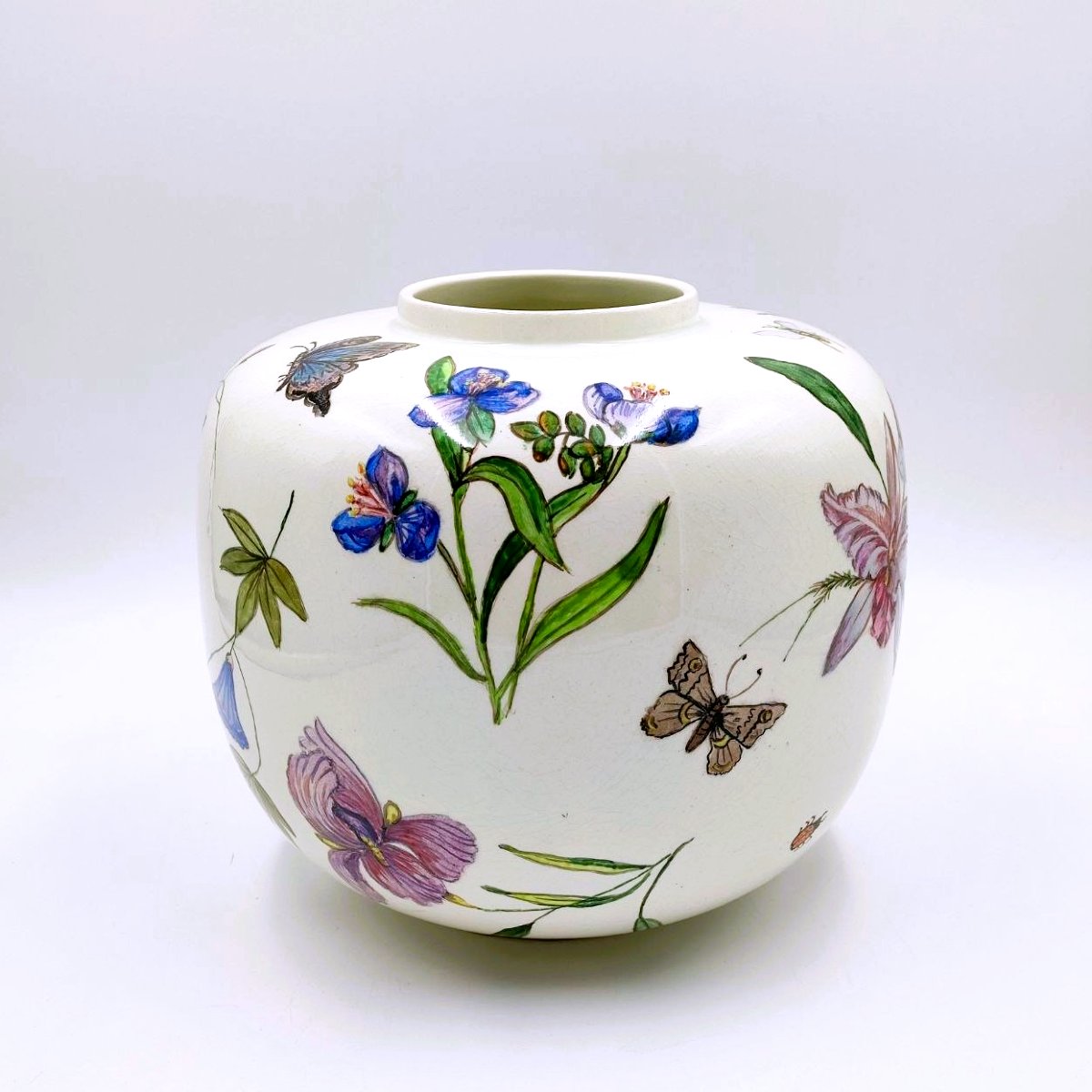 Vase en céramique Andlovitz n° 2549 à décor floral, Lavenia 1940-photo-1