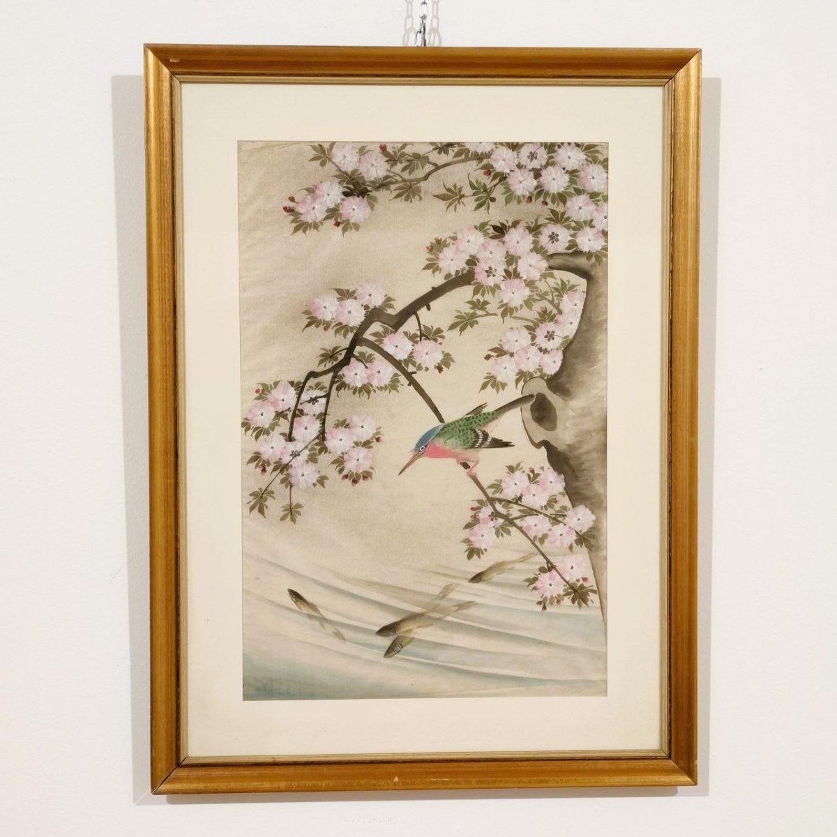 Pair Of Hand-painted Silks With 'kingfisher' -photo-2