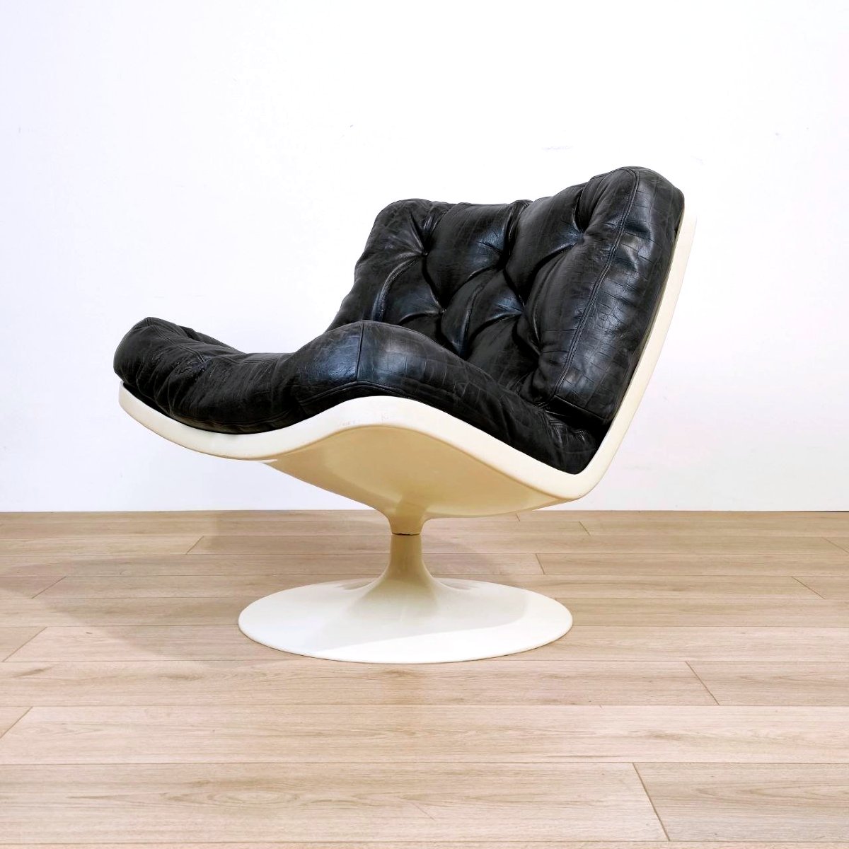 Fauteuil pivotant avec coussins en cuir, PLAY 'ivm' années 1960-photo-2