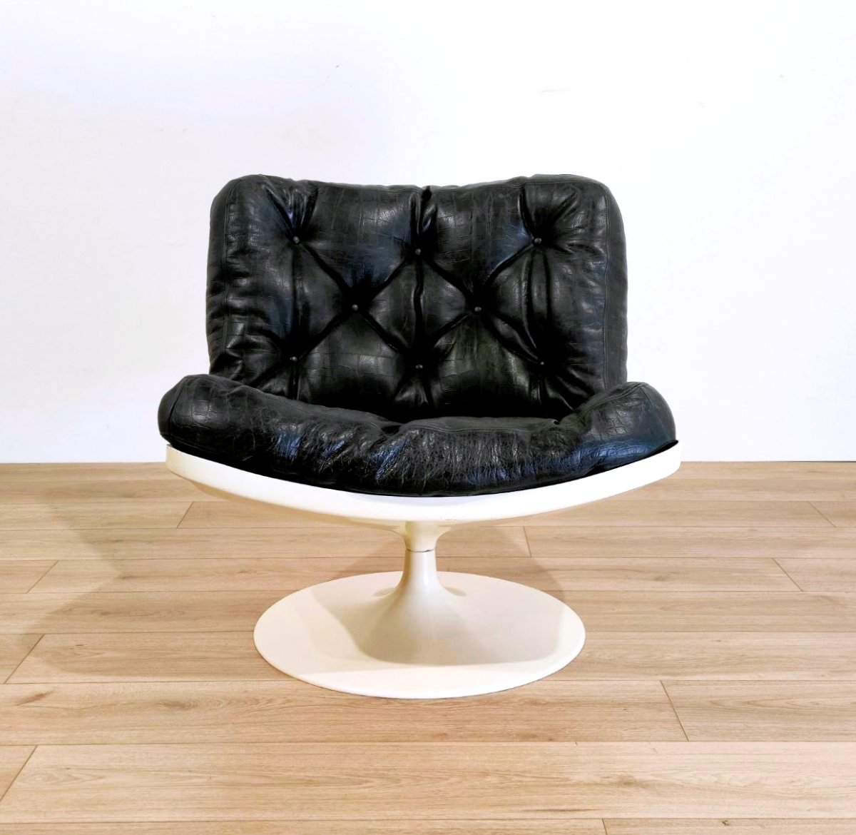 Fauteuil pivotant avec coussins en cuir, PLAY 'ivm' années 1960-photo-3