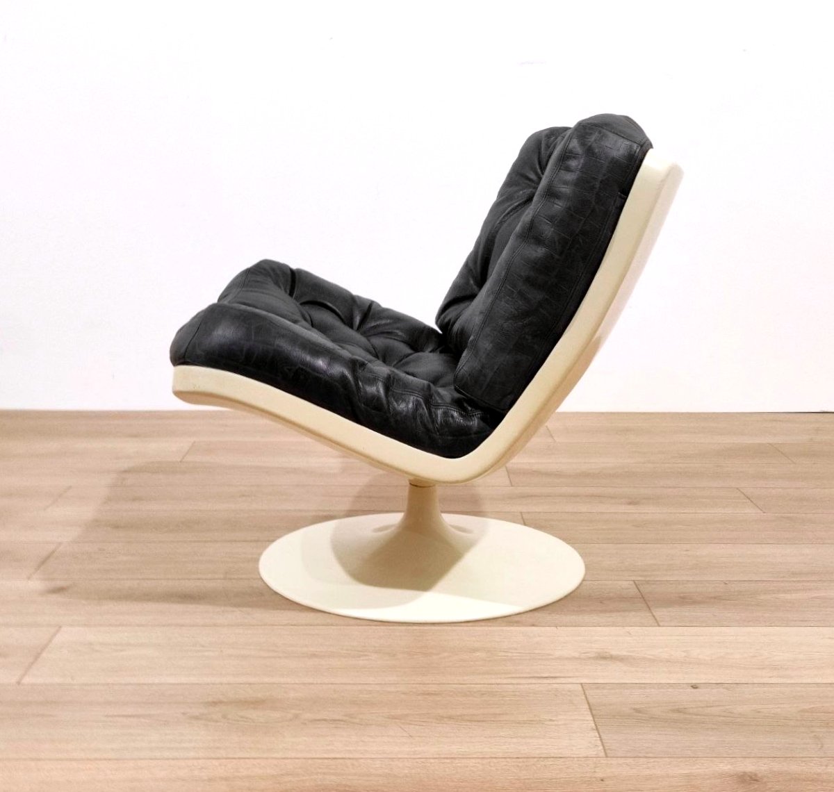 Fauteuil pivotant avec coussins en cuir, PLAY 'ivm' années 1960-photo-1