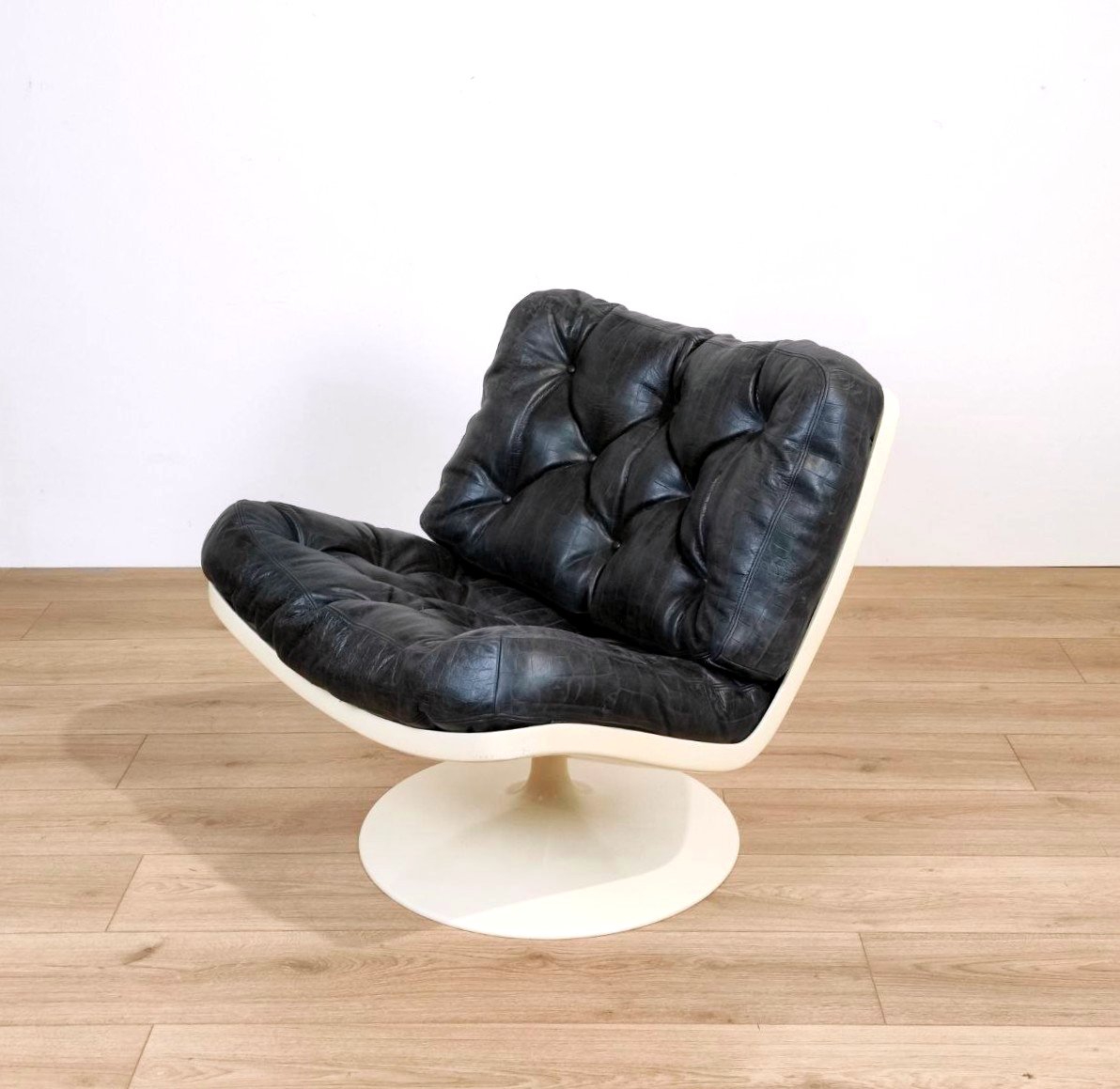Fauteuil pivotant avec coussins en cuir, PLAY 'ivm' années 1960-photo-2