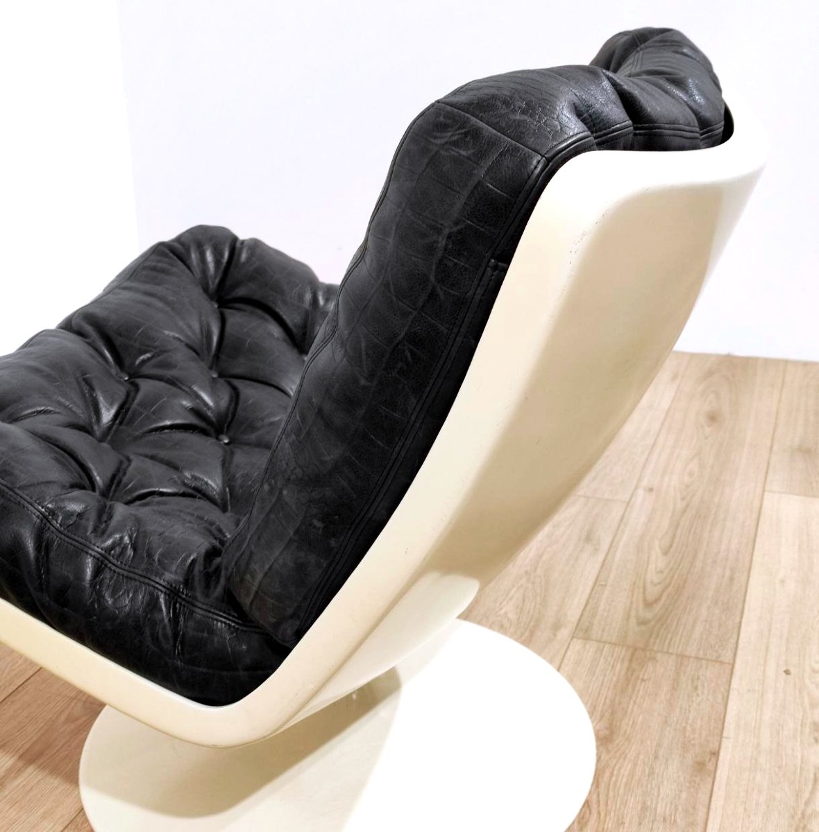 Fauteuil pivotant avec coussins en cuir, PLAY 'ivm' années 1960-photo-6