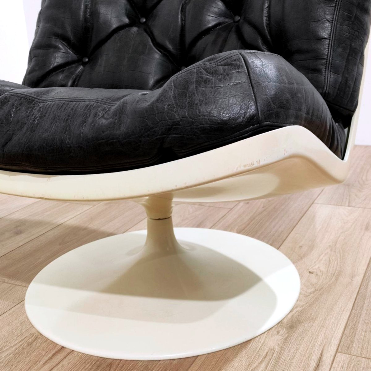 Fauteuil pivotant avec coussins en cuir, PLAY 'ivm' années 1960-photo-7