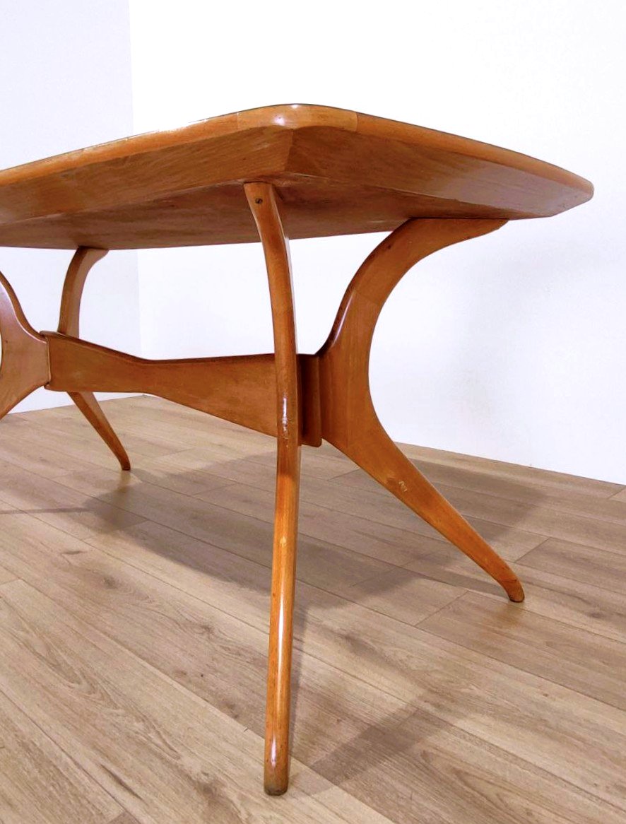 Wooden And Light Blue Formica Table, Ico Parisi Style (attributed), 1950s-photo-7