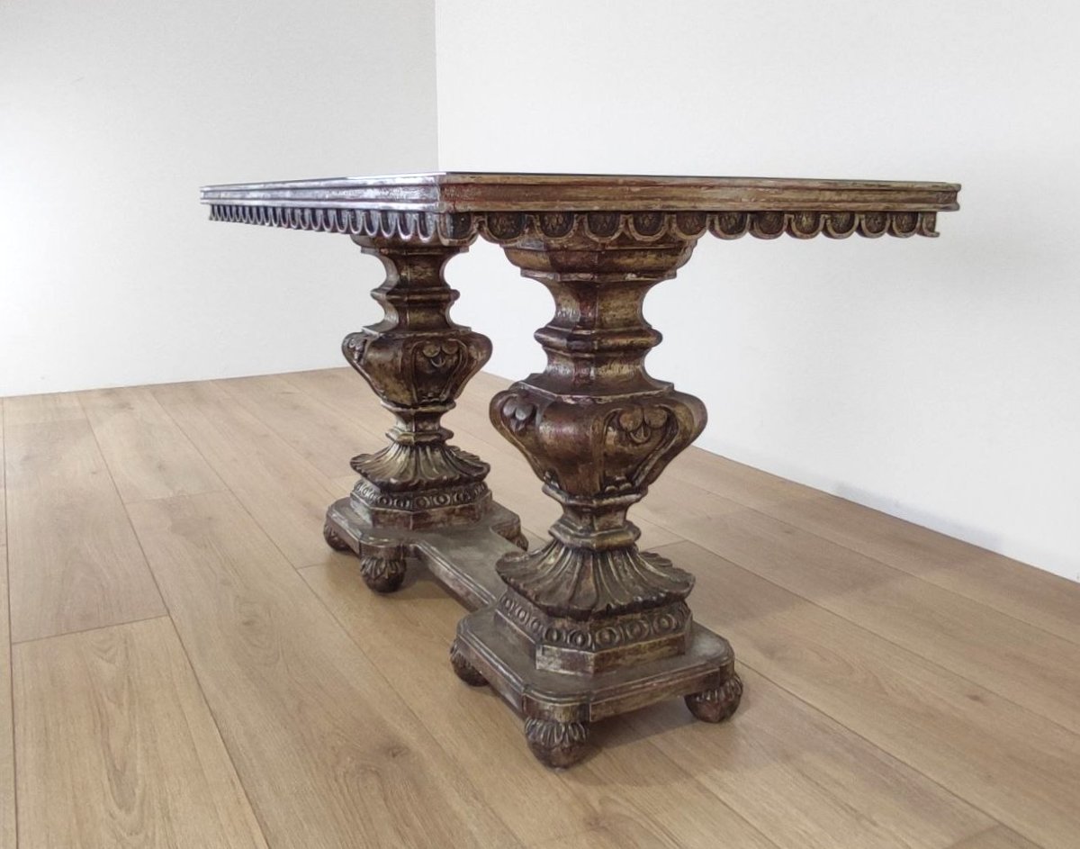 Antique-style Coffee Table With A Decorated Top, 20th Century-photo-2