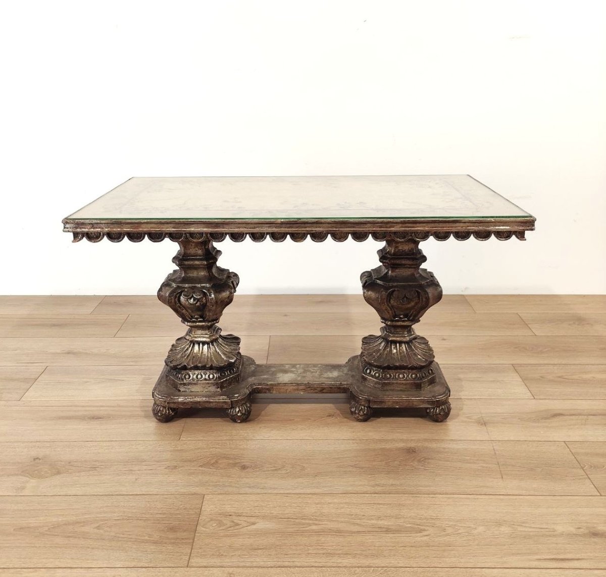 Antique-style Coffee Table With A Decorated Top, 20th Century-photo-4