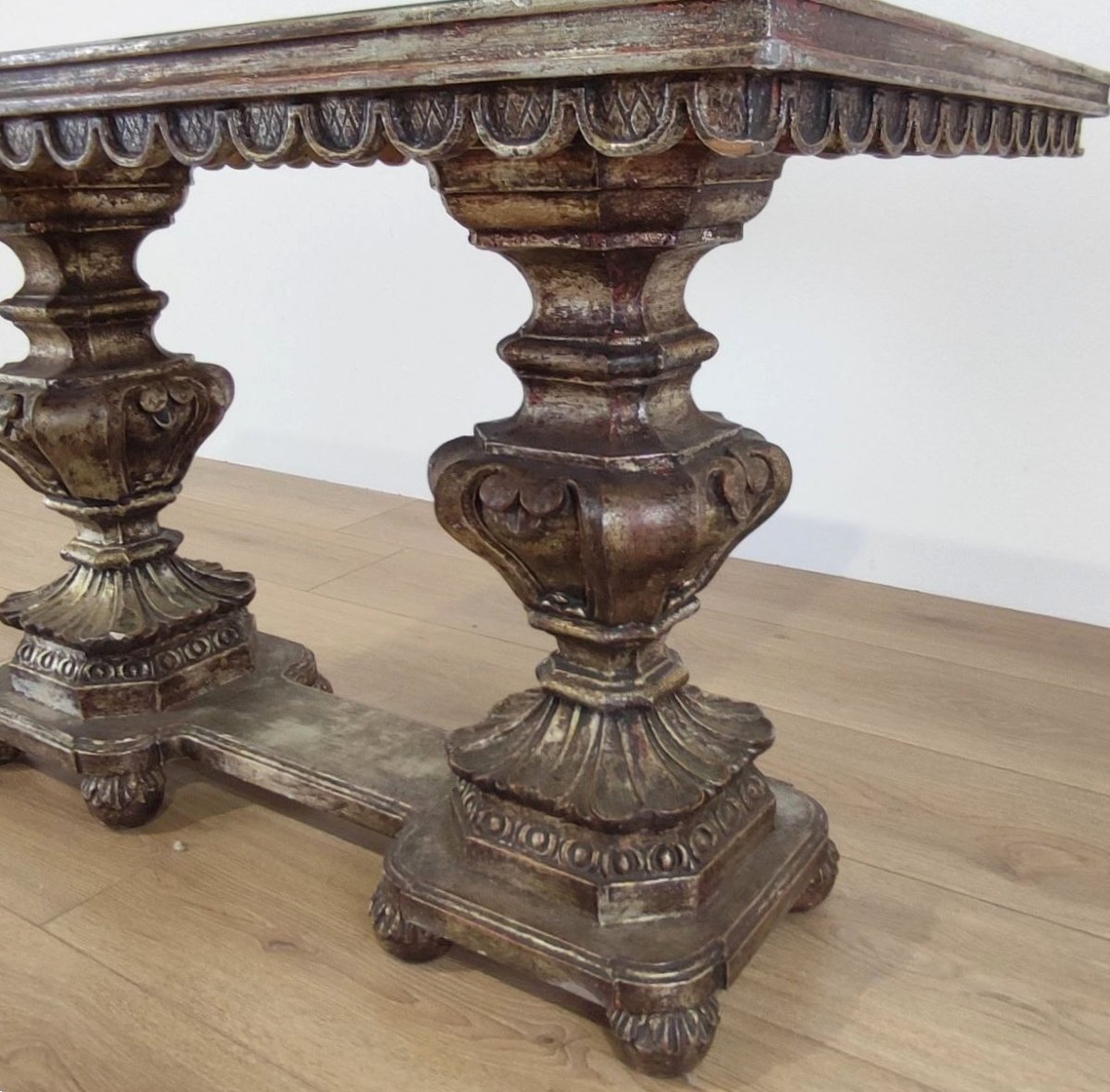 Antique-style Coffee Table With A Decorated Top, 20th Century-photo-3