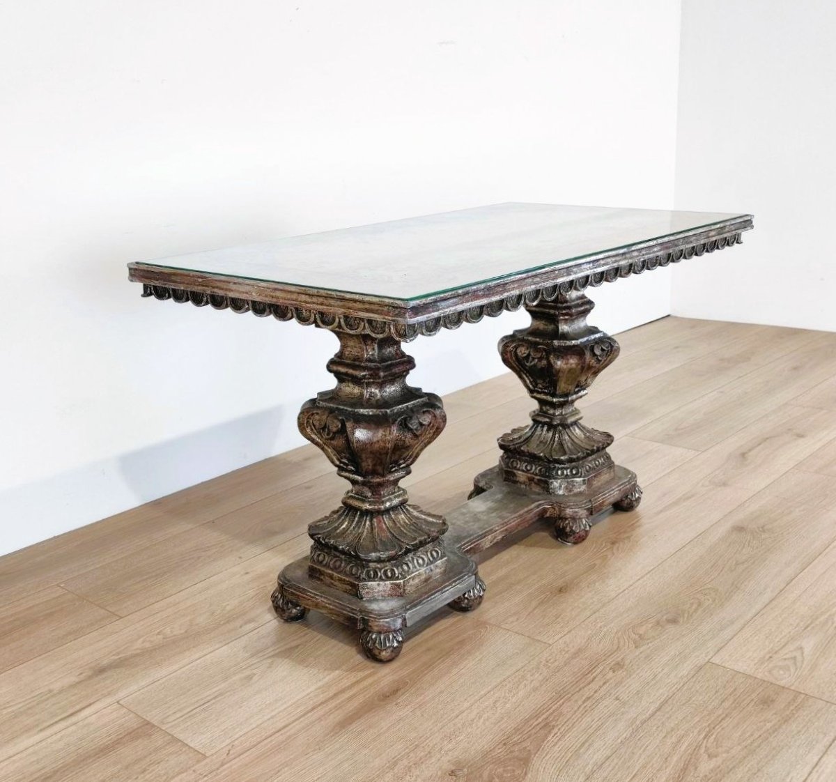 Antique-style Coffee Table With A Decorated Top, 20th Century