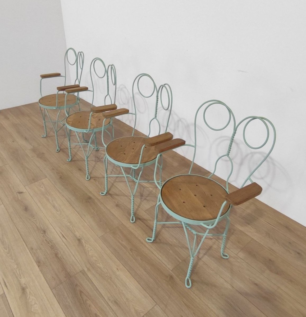 Ensemble de jardin « MONDO », table et 4 chaises en fer et bois-photo-3