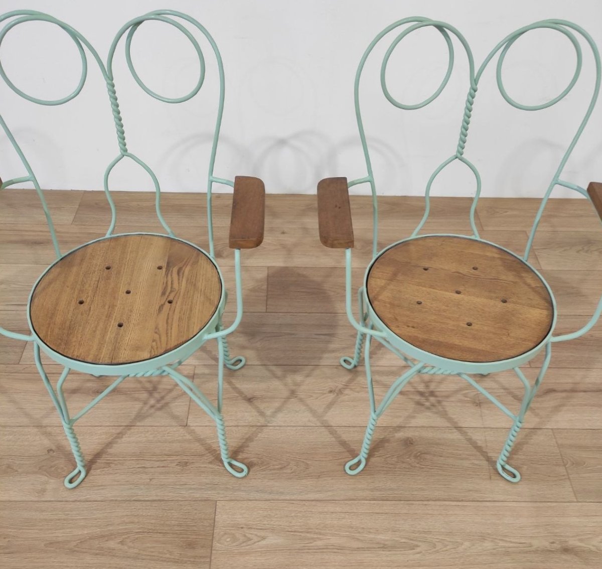 Ensemble de jardin « MONDO », table et 4 chaises en fer et bois-photo-5