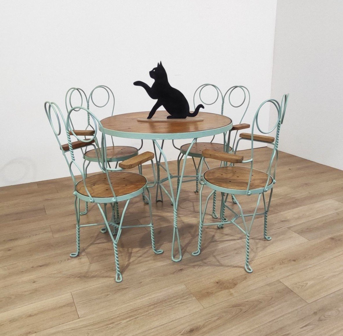 Ensemble de jardin « MONDO », table et 4 chaises en fer et bois-photo-8