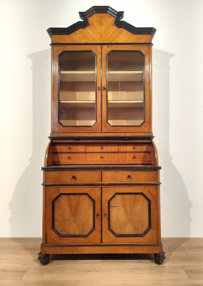 Walnut Trumeau With Roller And Pull-out Top, Lombardy, 19th Century-photo-7