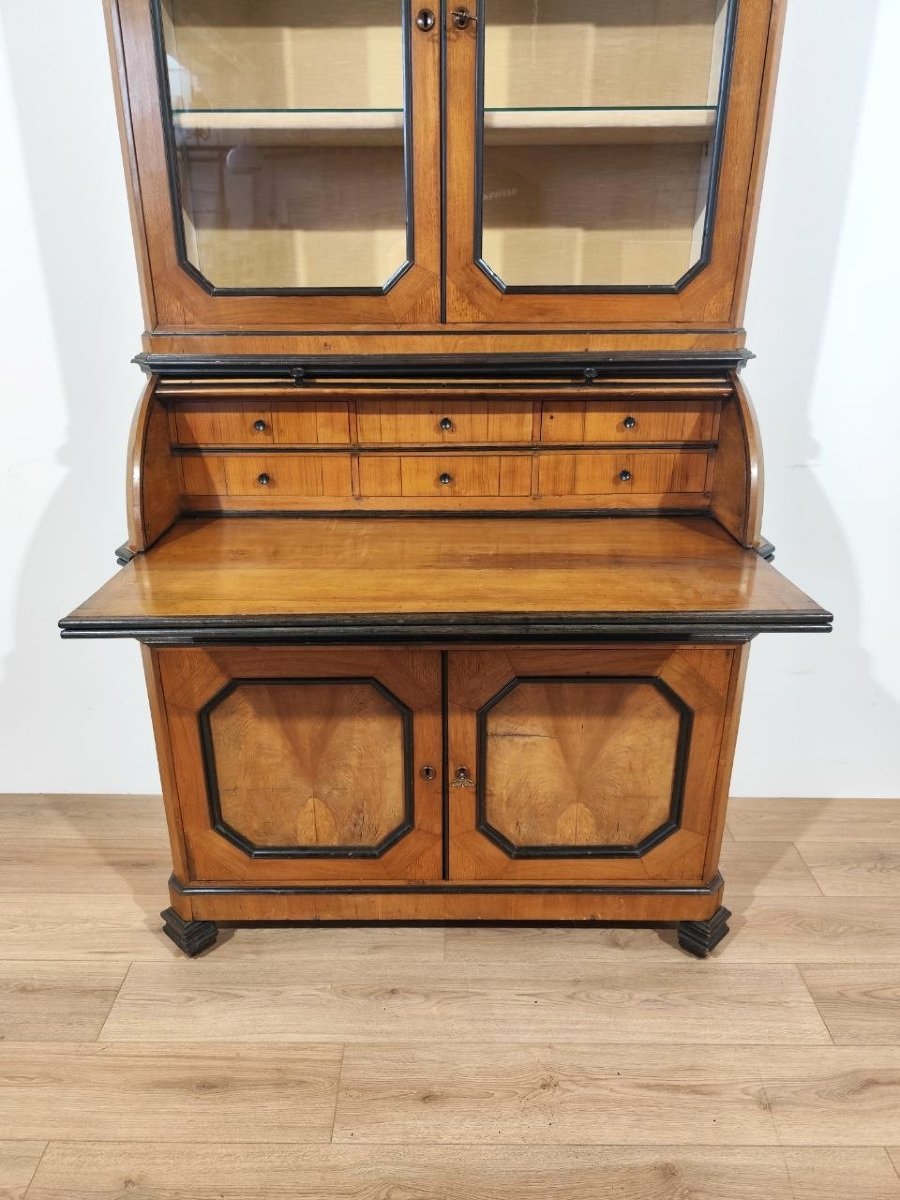 Walnut Trumeau With Roller And Pull-out Top, Lombardy, 19th Century-photo-8