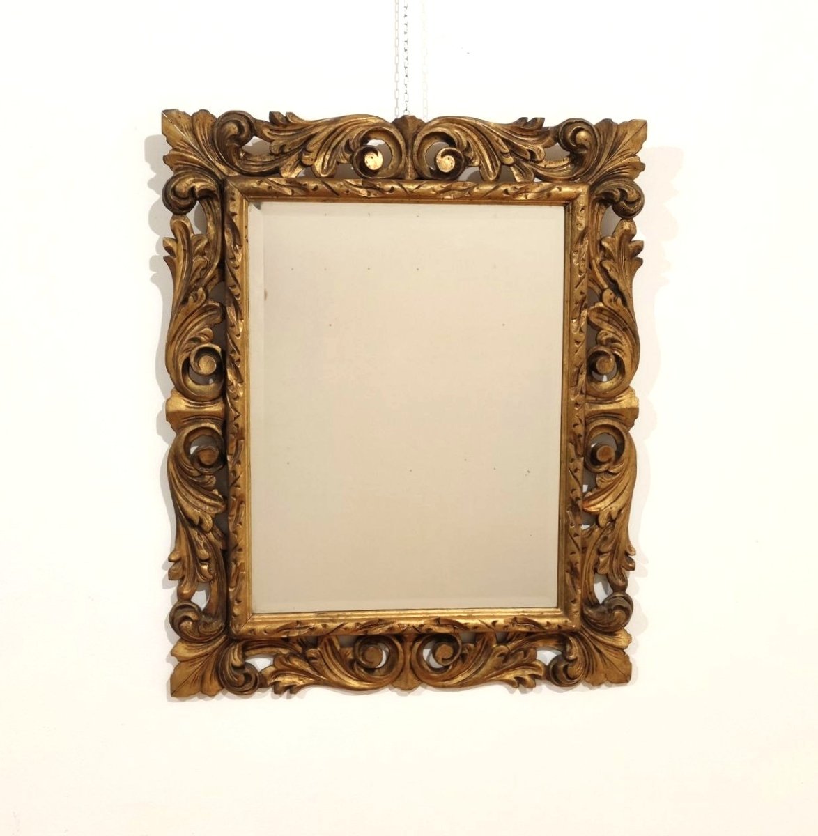 Mirror With Carved And Gilded Frame, Early 1900s-photo-2