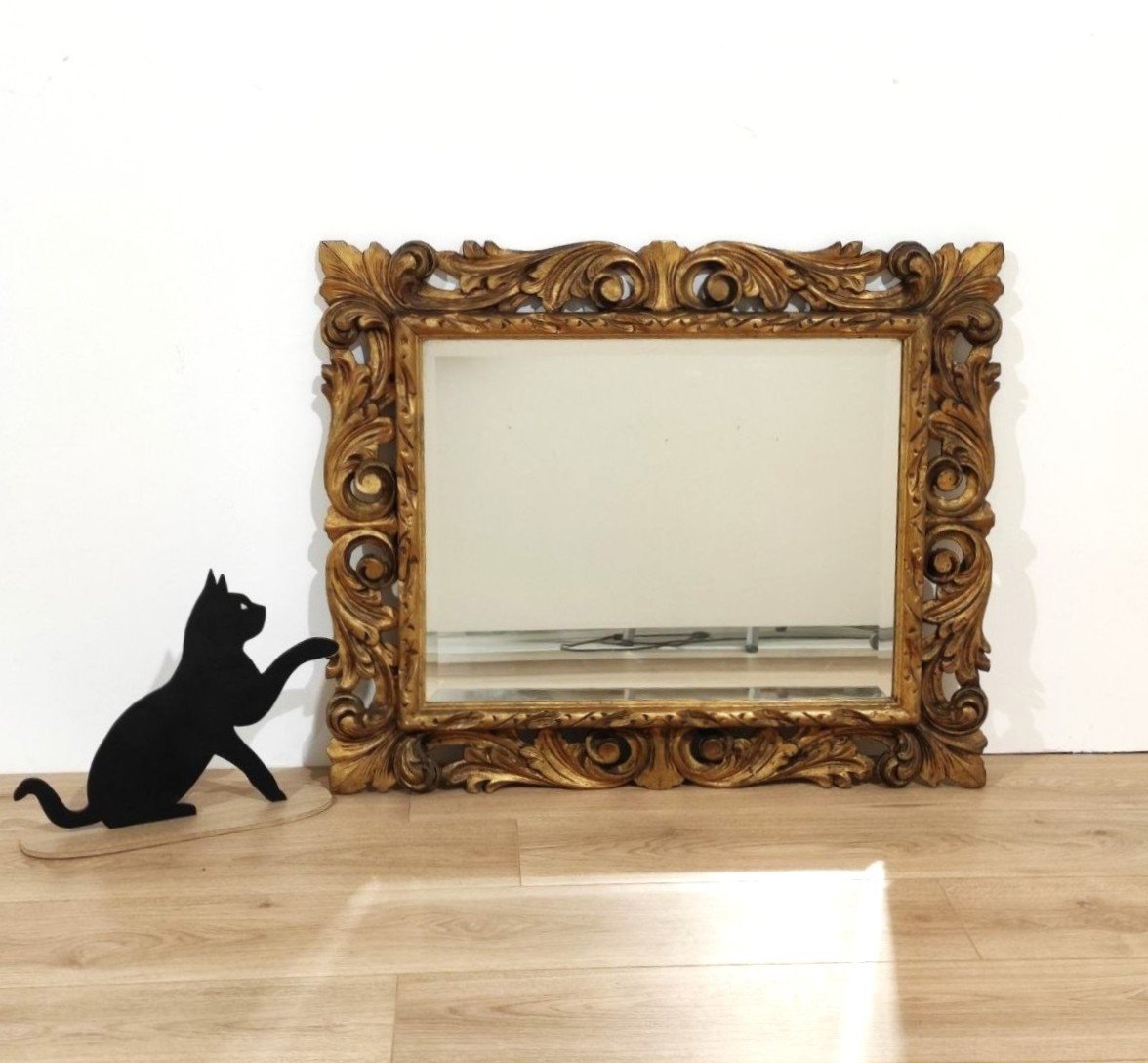 Mirror With Carved And Gilded Frame, Early 1900s-photo-7