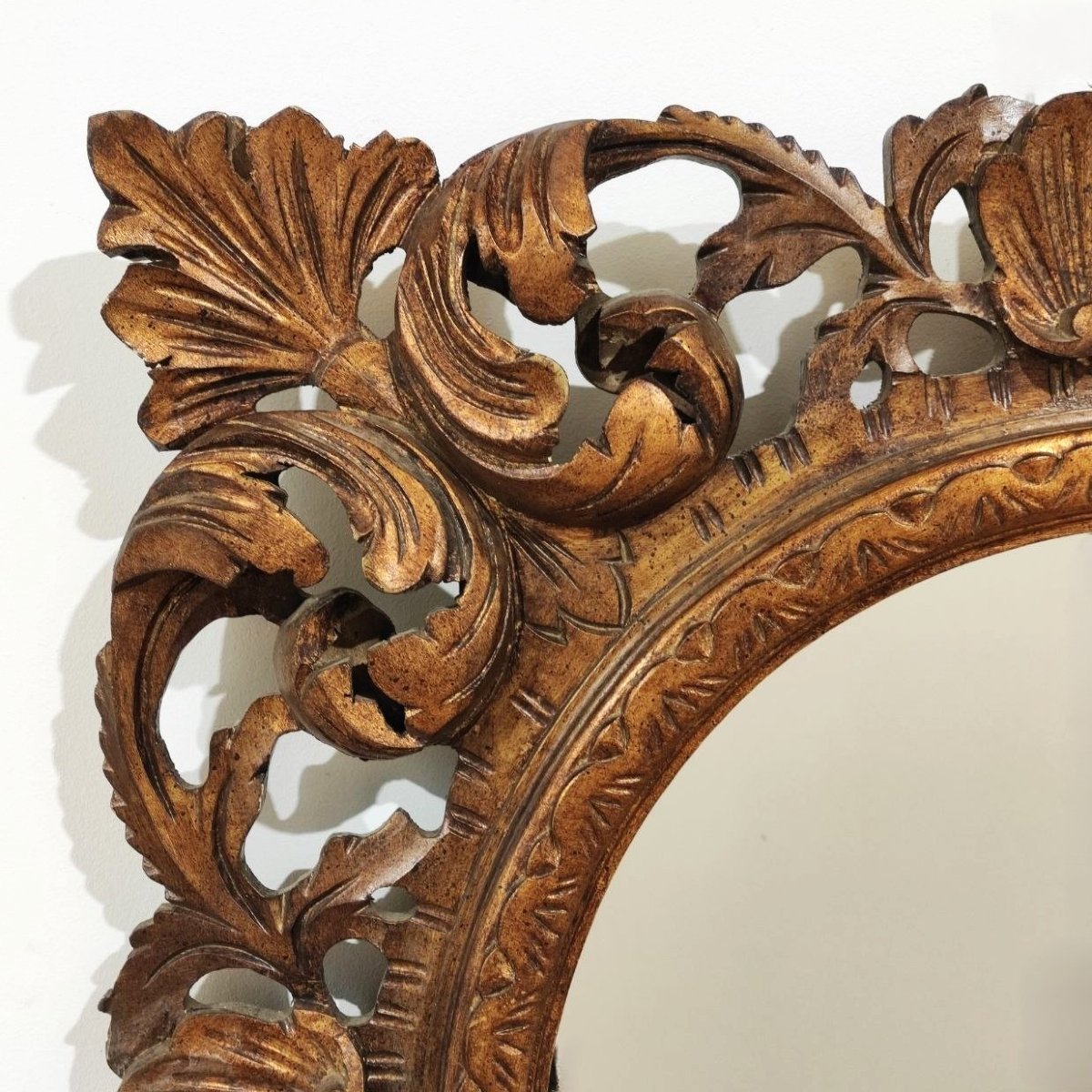 Mirror With Carved Wooden Frame, Italy, 20th Century-photo-2