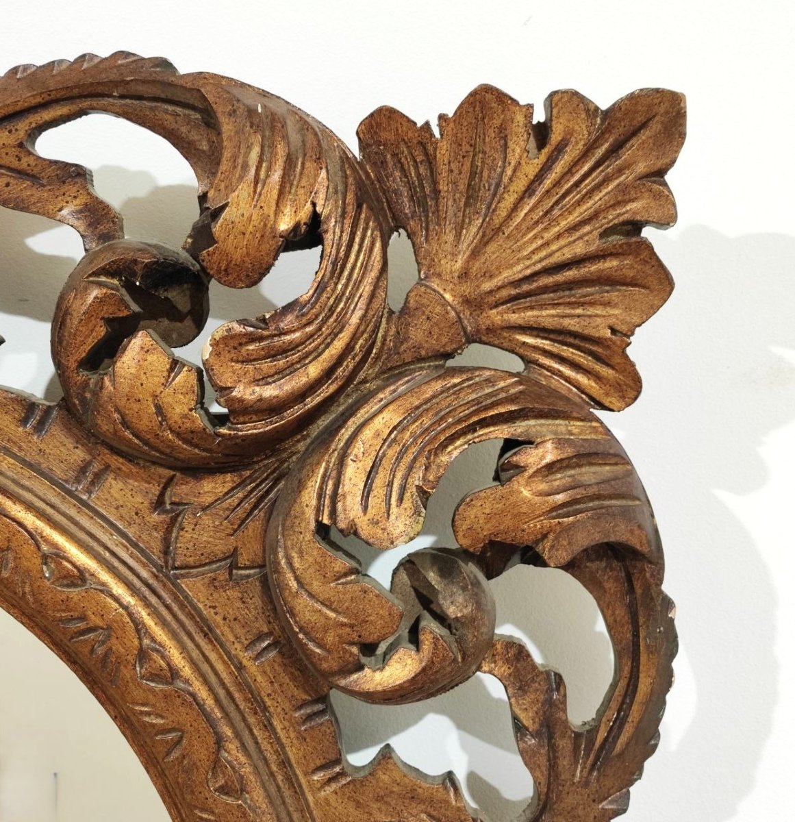 Mirror With Carved Wooden Frame, Italy, 20th Century-photo-3