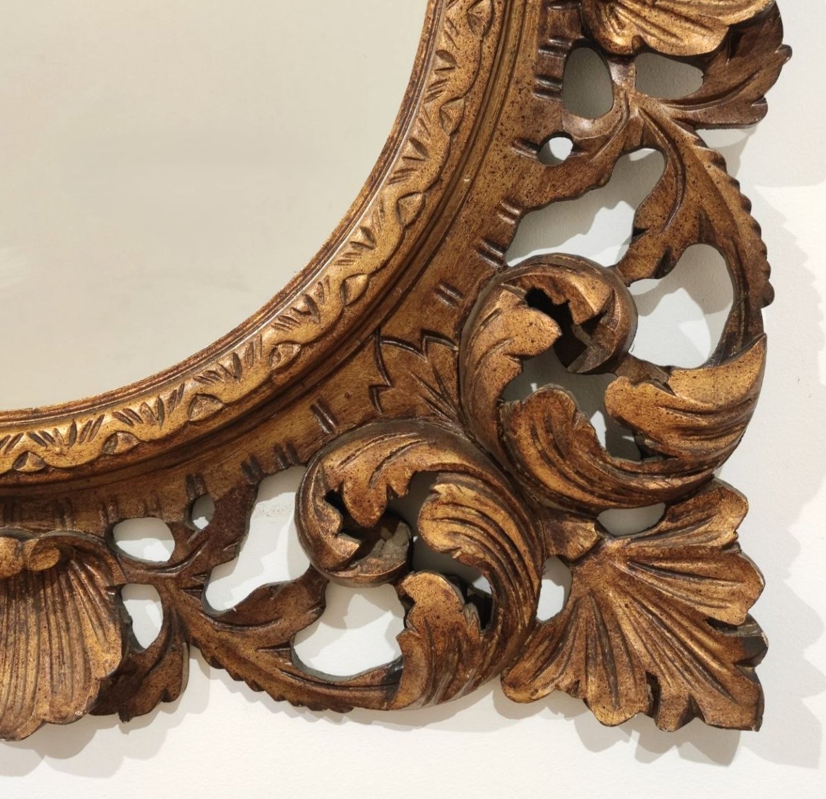 Mirror With Carved Wooden Frame, Italy, 20th Century-photo-5