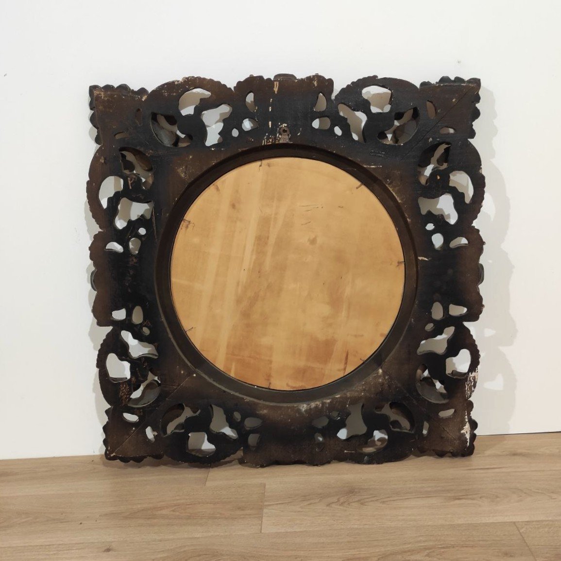 Mirror With Carved Wooden Frame, Italy, 20th Century-photo-7