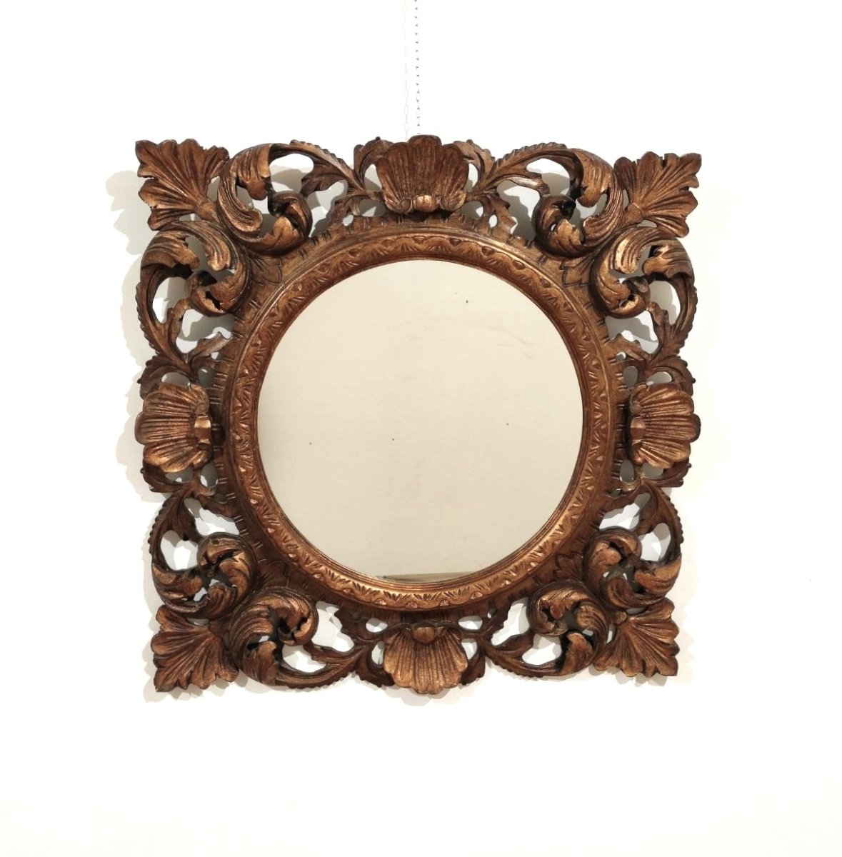 Mirror With Carved Wooden Frame, Italy, 20th Century