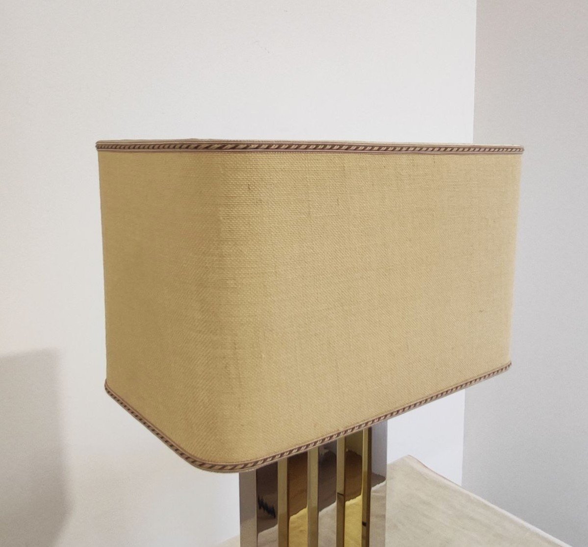 Brass And Chrome-plated Metal Table Lamp, Italy, 1970s-photo-2