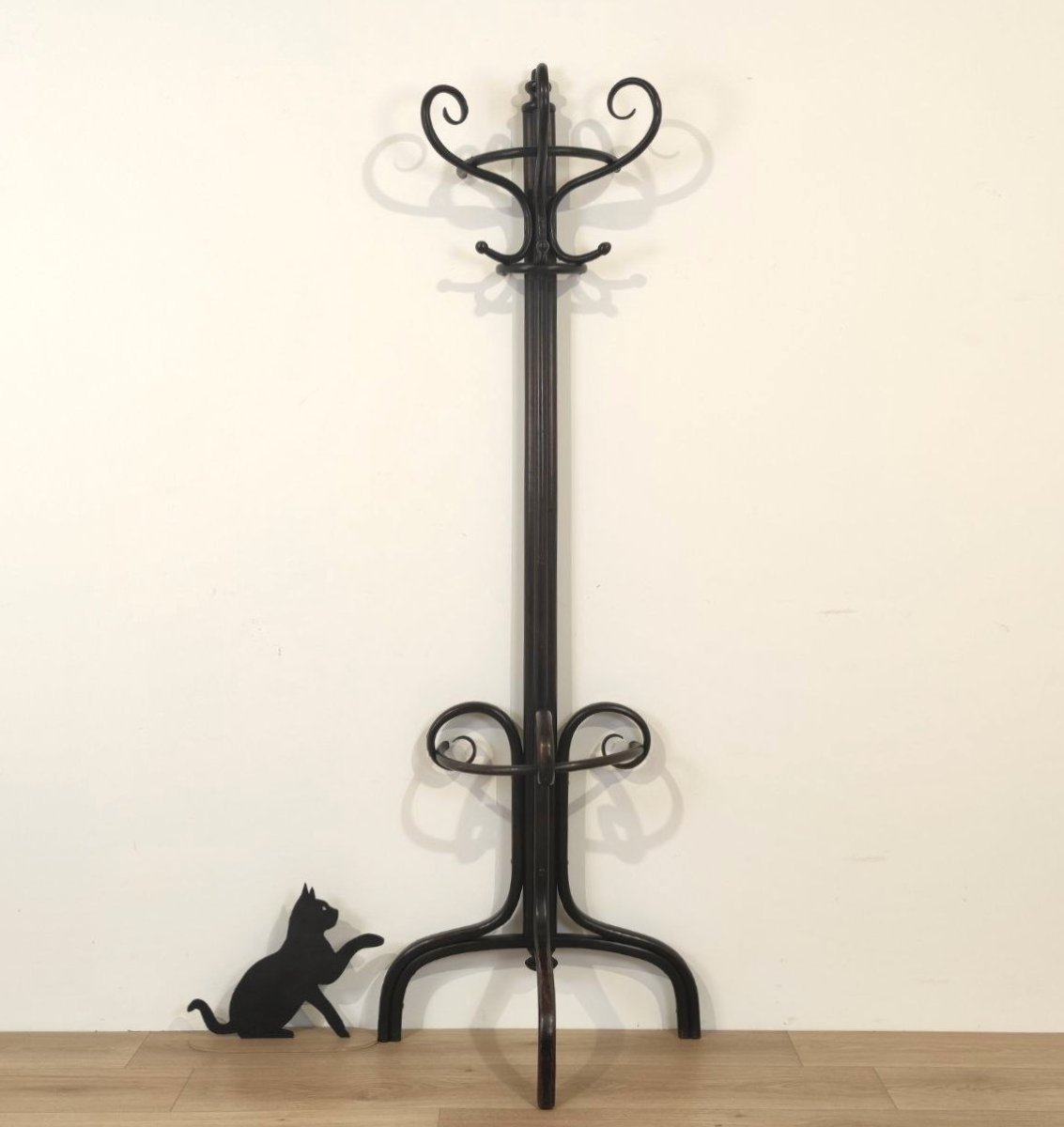 Thonet, Coat Rack And Umbrella Stand In Curved Wood, Ca. 1890-photo-7