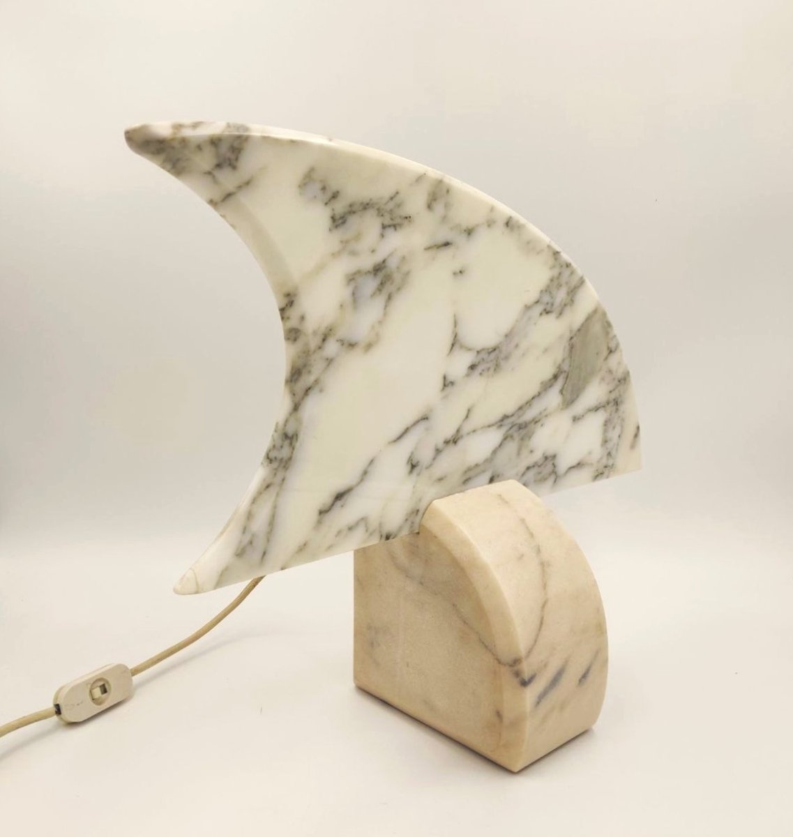 White And Pink Marble Table Lamp, Italy, 1960s-photo-3