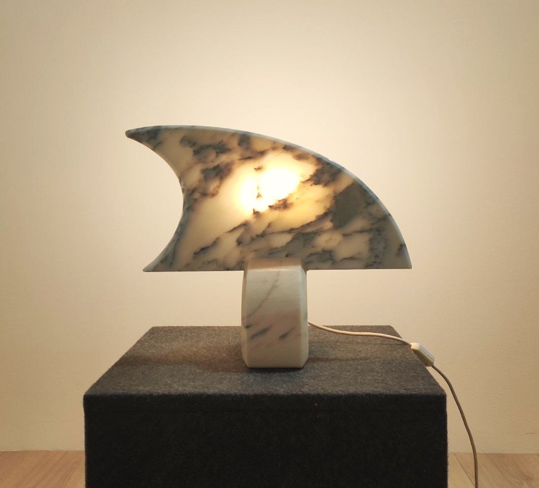White And Pink Marble Table Lamp, Italy, 1960s-photo-2